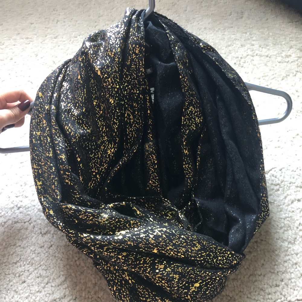 Charming Charlie gold and black infinite scarf